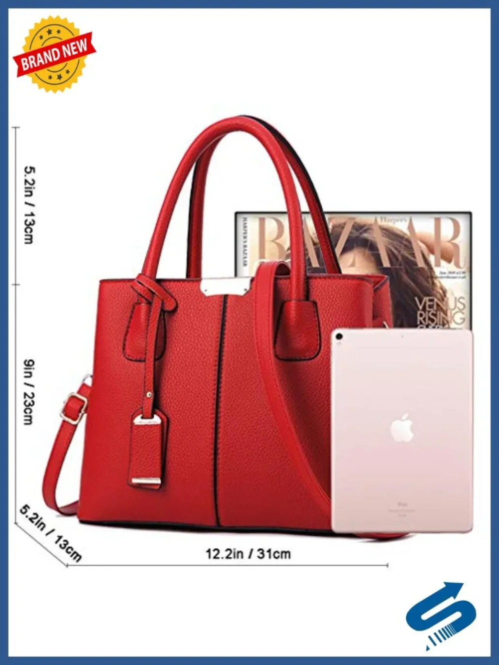 Women's PU Leather Top Handle Satchel Tote Purse Shoulder Bag